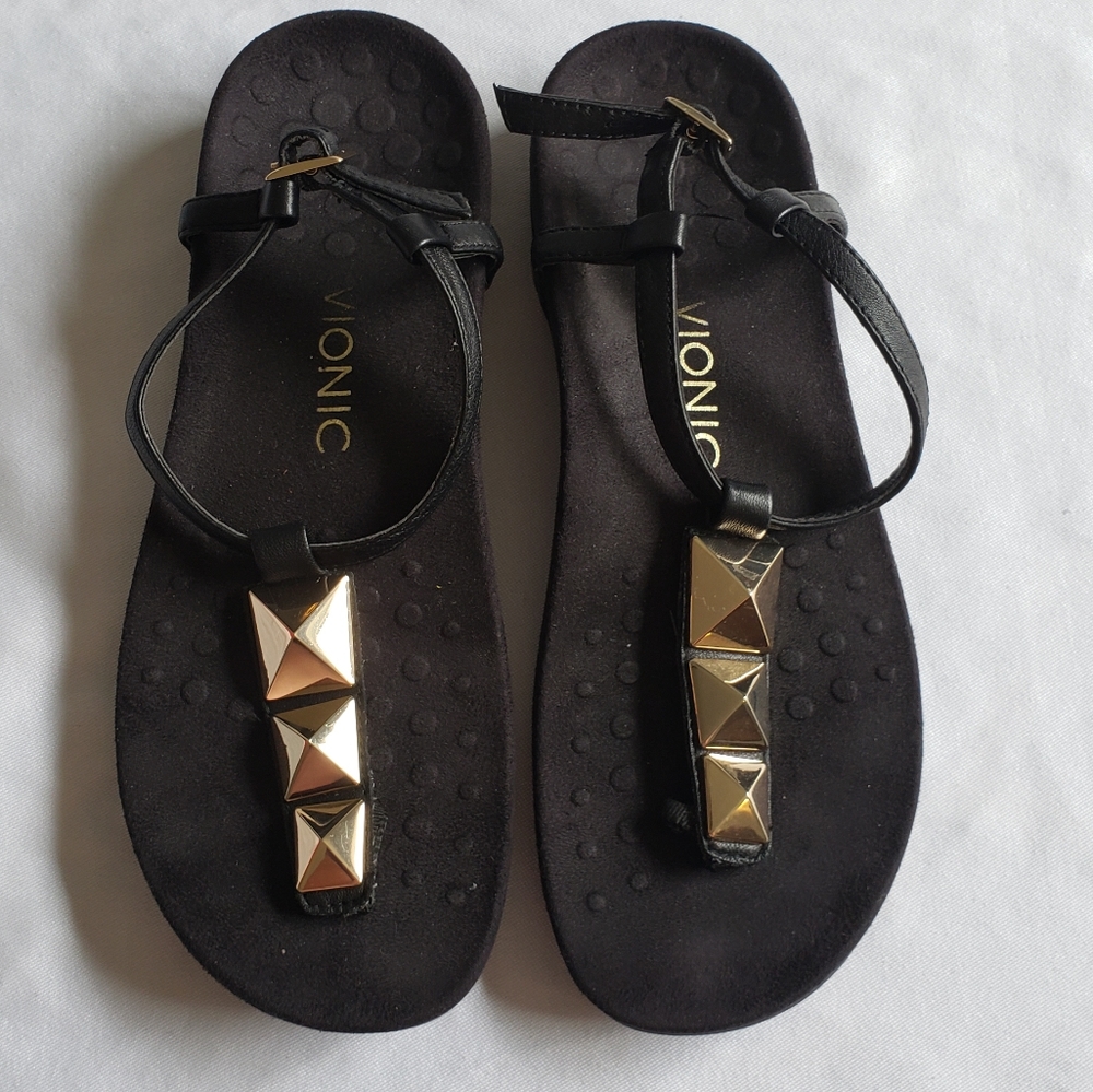 Vionic Black and Gold Sandals